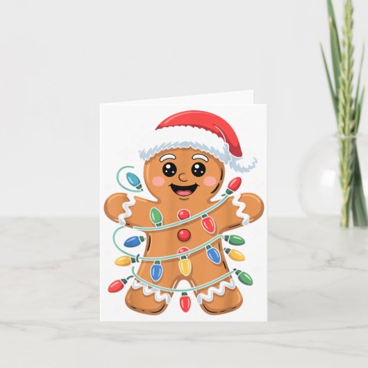 Gingerbread Man Tangled Christmas Lights  カード (正面)