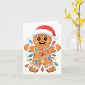 Gingerbread Man Tangled Christmas Lights  カード (黄色い花)