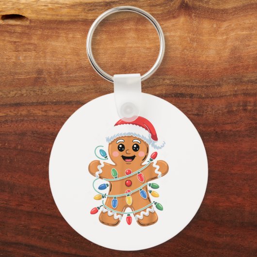 Gingerbread Man Tangled Christmas Lights  キーホルダー (正面)