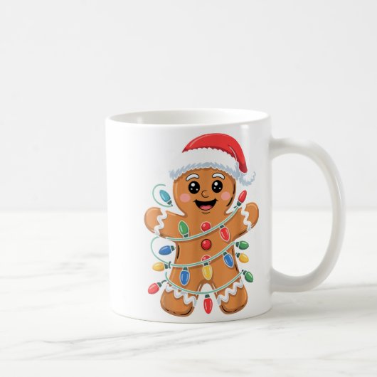 Gingerbread Man Tangled Christmas Lights  コーヒーマグカップ (右)