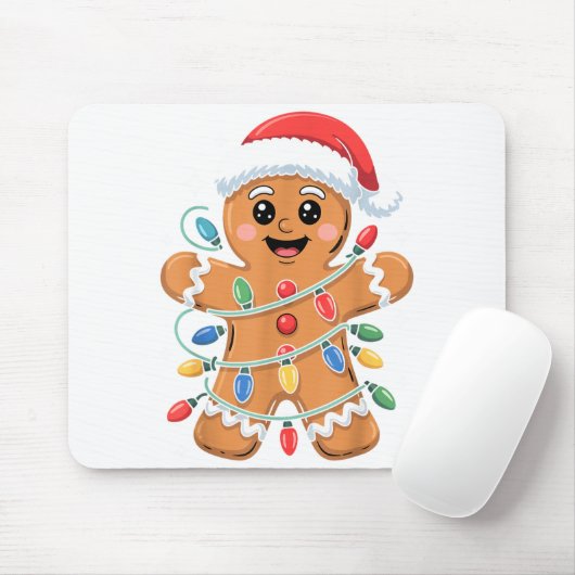 Gingerbread Man Tangled Christmas Lights マウスパッド (マウス)