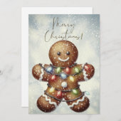 Gingerbread Man Winter Christmas シーズンカード (正面/裏面)