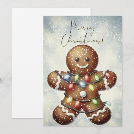 Gingerbread Man Winter Christmas シーズンカード (正面/裏面)