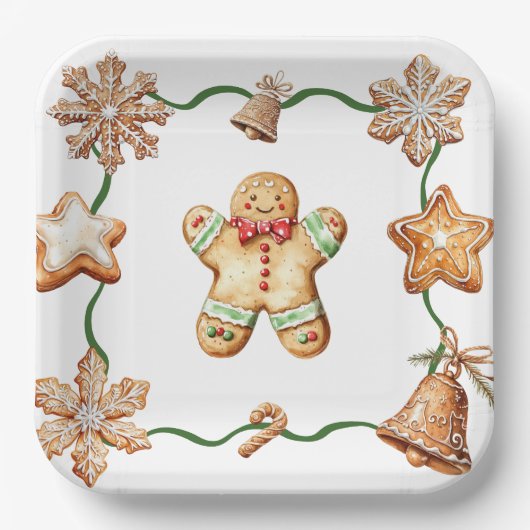 Gingerbread Man | Winter Christmas Plates ペーパープレート (正面)