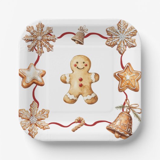 Gingerbread Man | Winter Christmas Plates ペーパープレート (正面)