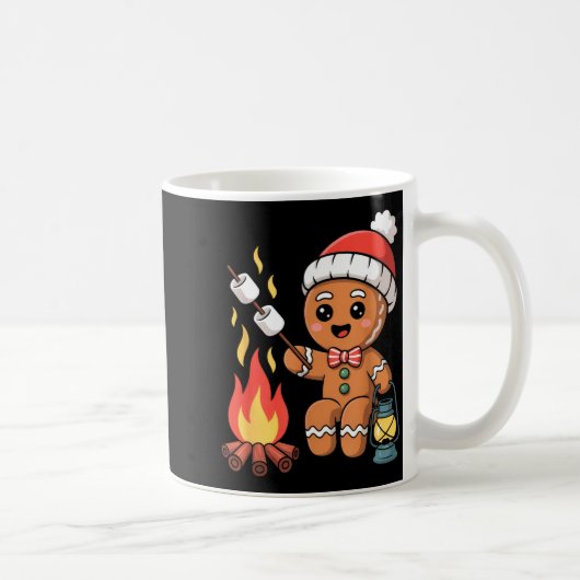 Gingerbread Marshmallow Roaster Camng Christmas  コーヒーマグカップ (右)
