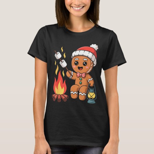 Gingerbread Marshmallow Roaster Camng Christmas Tシャツ (正面)
