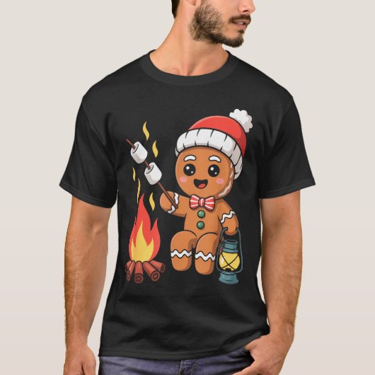 Gingerbread Marshmallow Roaster Camng Christmas  Tシャツ (正面)
