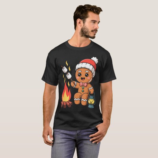 Gingerbread Marshmallow Roaster Camng Christmas Tシャツ (正面フル)