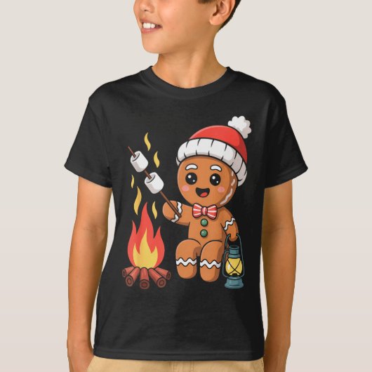 Gingerbread Marshmallow Roaster Camng Christmas  Tシャツ (正面)