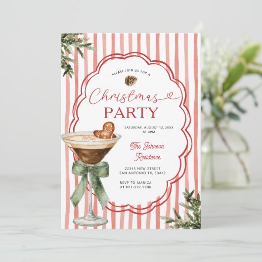Gingerbread martini Stripe & Holiday Christmas  招待状 (スタンド正面)