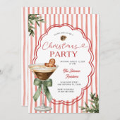 Gingerbread martini Stripe & Holiday Christmas  招待状 (正面/裏面)