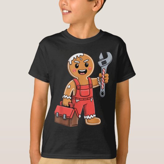 Gingerbread Mechanic Handyman Fixer Worker Christm Tシャツ (正面)