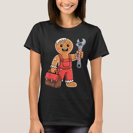 Gingerbread Mechanic Handyman Fixer Worker Christm Tシャツ (正面)
