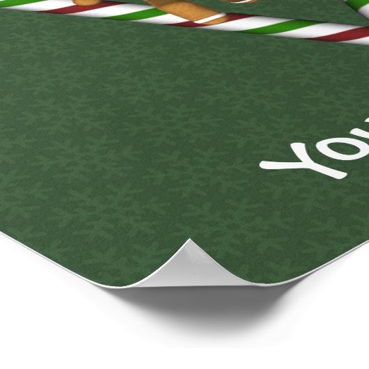 Gingerbread Men Candy Cane Heart Holiday ポスター (角)