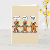 Gingerbread Men Christmas Comic Bite Humor カード (黄色い花)