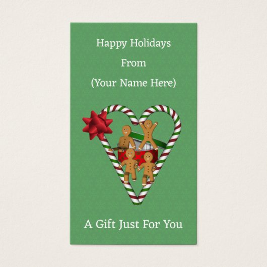 Gingerbread Men Christmas Holiday Gift Tag (正面)