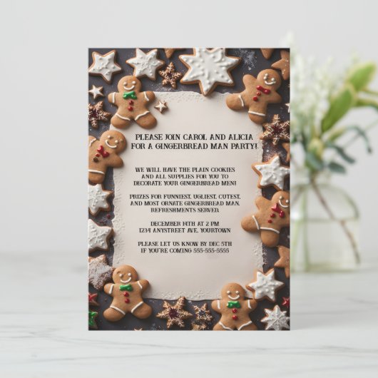 Gingerbread Men Christmas Party 招待状 (スタンド正面)