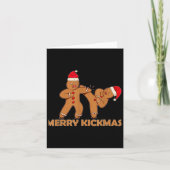 Gingerbread Merry Kickmas Funny Karate Santa Famil カード (正面)