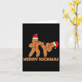 Gingerbread Merry Kickmas Funny Karate Santa Famil カード (黄色い花)