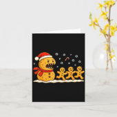 Gingerbread Monster Chase Funny Christmas Cookie X カード (黄色い花)