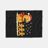 Gingerbread Monster Chase Funny Christmas Cookie X フリースブランケット (正面(横))