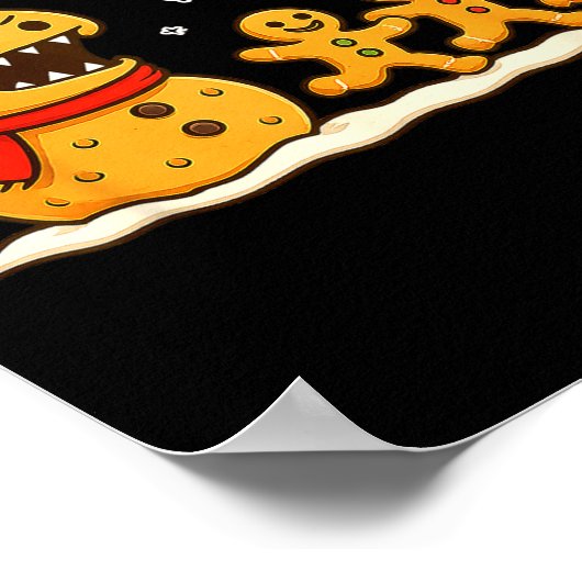 Gingerbread Monster Chase Funny Christmas Cookie X ポスター (角)