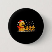 Gingerbread Monster Chase Funny Christmas Cookie X 缶バッジ (正面)