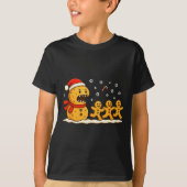 Gingerbread Monster Chase Funny Christmas Cookie X Tシャツ (正面)