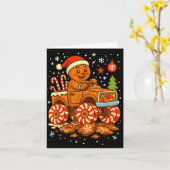 Gingerbread Monster Truck Christmas Snow Cute Xmas カード (黄色い花)