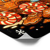 Gingerbread Monster Truck Christmas Snow Cute Xmas ポスター (角)