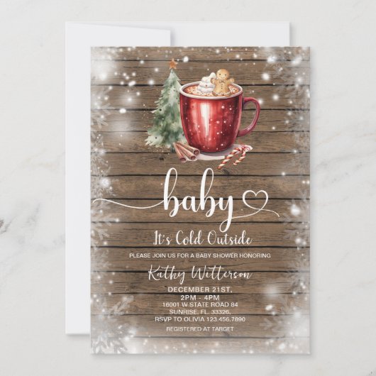Gingerbread Mug Christmas Baby Shower Invitation 招待状 (正面)