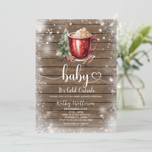 Gingerbread Mug Christmas Baby Shower Invitation 招待状 (スタンド正面)