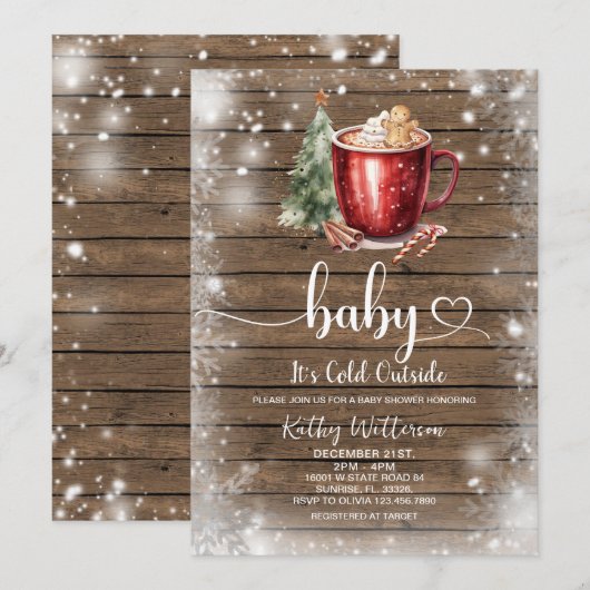 Gingerbread Mug Christmas Baby Shower Invitation 招待状 (正面/裏面)