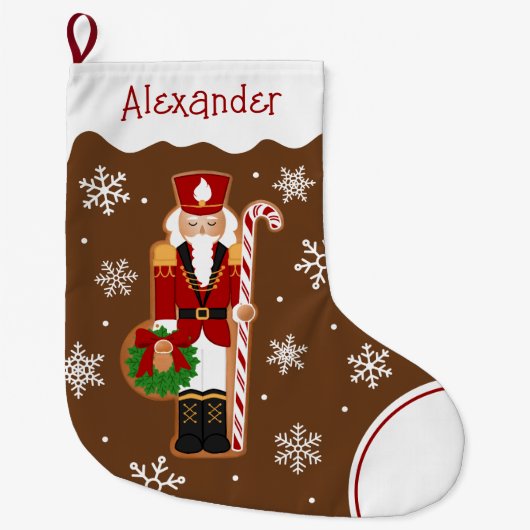 Gingerbread Nutcracker Soldier ラージクリスマスストッキング (正面)