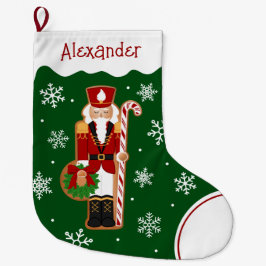 Gingerbread Nutcracker Soldier Large Christmas Sto ラージクリスマスストッキング