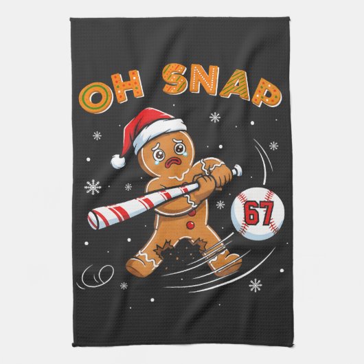 Gingerbread Oh Snap 67 Baseball キッチンタオル (縦)
