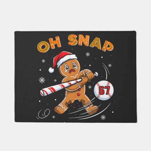 Gingerbread Oh Snap 67 Baseball ドアマット (正面)