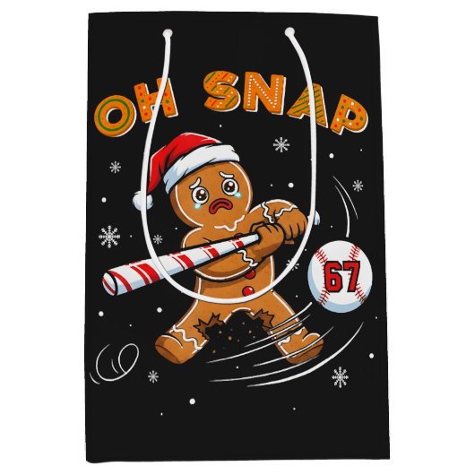 Gingerbread Oh Snap 67 Baseball ミディアムペーパーバッグ (正面)