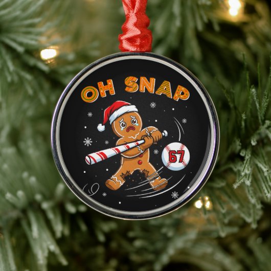 Gingerbread Oh Snap 67 Baseball メタルオーナメント (ツリー)