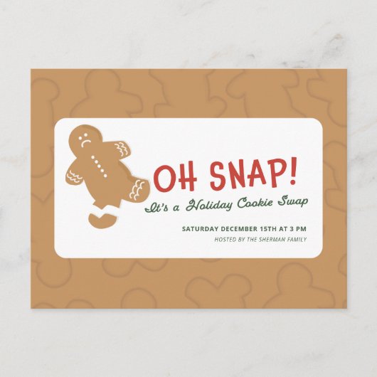 Gingerbread "Oh Snap!" Holiday Cookie Swap ポストカード (正面)