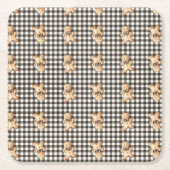Gingerbread Parade On Gingham! スクエアペーパーコースター (正面)