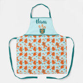 Gingerbread Pattern Grandma Gift Turquoise エプロン (正面)