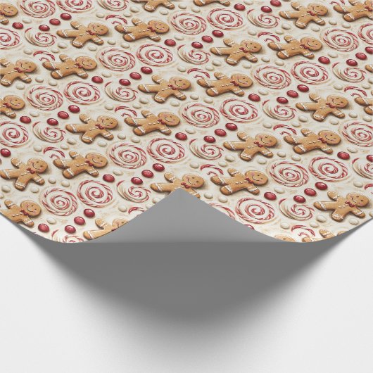 Gingerbread & Peppermint Candy Pattern ラッピングペーパー (角)