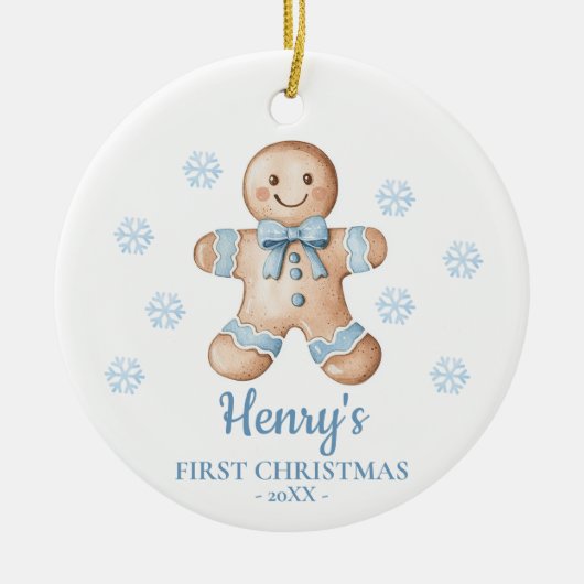 Gingerbread Personalized Baby's First Christmas セラミックオーナメント (正面)