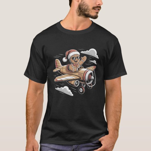 Gingerbread Pilot Christmas Aviation Xmas Humor fo Tシャツ (正面)