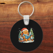 Gingerbread Reading Book Lovers Christmas Bookworm キーホルダー (正面)