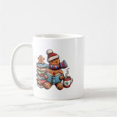Gingerbread Reading Book Lovers Christmas Bookworm コーヒーマグカップ (左)