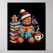 Gingerbread Reading Book Lovers Christmas Bookworm ポスター (正面)