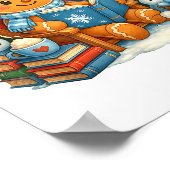 Gingerbread Reading Book Lovers Christmas Bookworm ポスター (角)